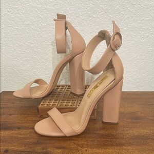 Liliana Women’s Ankle Strap Block Heel Sandals - Blush minimal tear